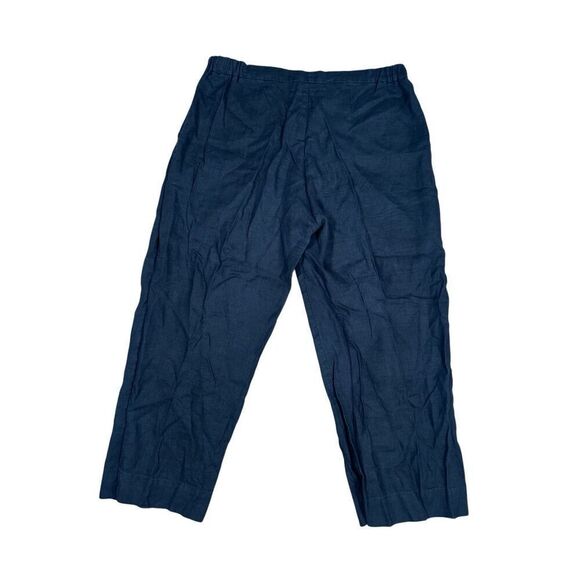 FLAX Linen Pants Black Women’s S Lagenlook Wide Tapered Leg Flowy Zip Button - Picture 3 of 14